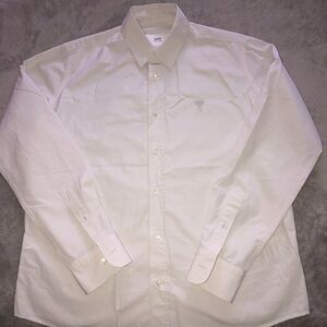 AMI COTTON CLASSIC LONG SLEEVE SHIRT BUTTON DOWN COLLAR WITH EMBROIDERED ADC